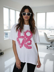 Tricou Oversize Women LOVE White