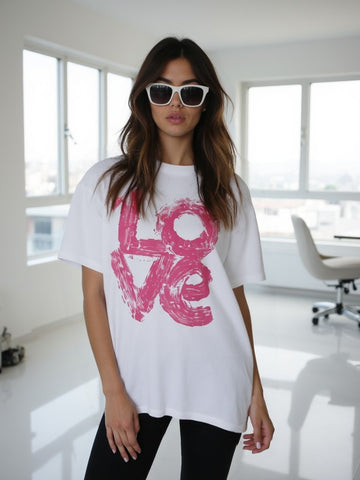Tricou Oversize Women LOVE White