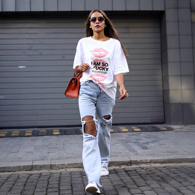 Tricou Oversize Women I AM SO White