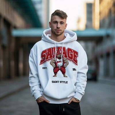 Hanorac Oversize Unisex ATH BEAR White