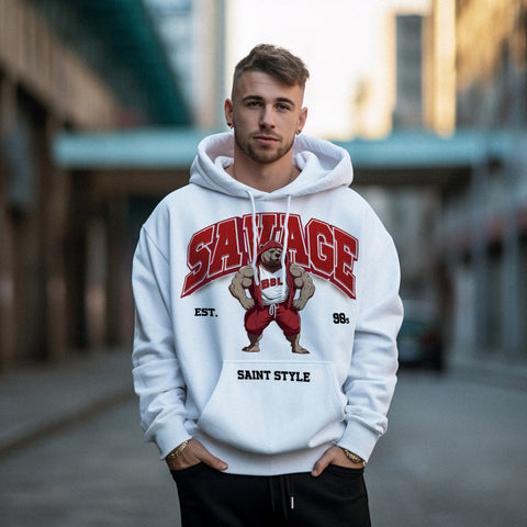 Hanorac Oversize Unisex ATH BEAR White