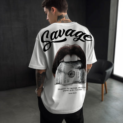 Tricou Oversize Unisex SAVAGE LIPS White