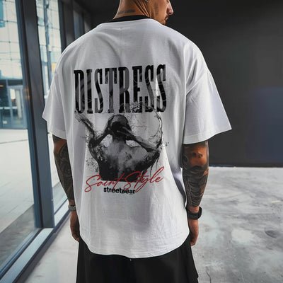 Tricou Oversize Unisex DISTRESS White