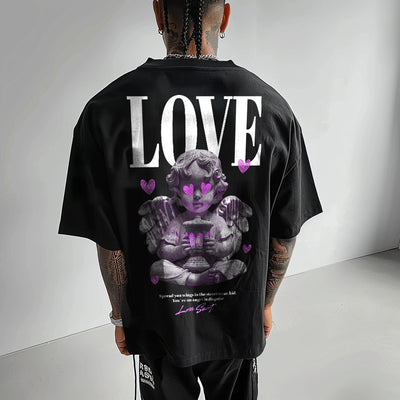 Tricou Oversize Unisex LOVE FEELING Black