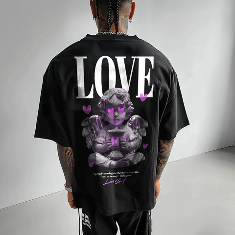 Tricou Oversize Unisex LOVE FEELING Black