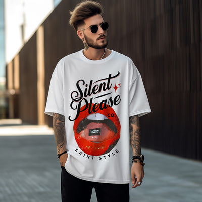 Tricou Oversize Unisex SILENT PLEASE White