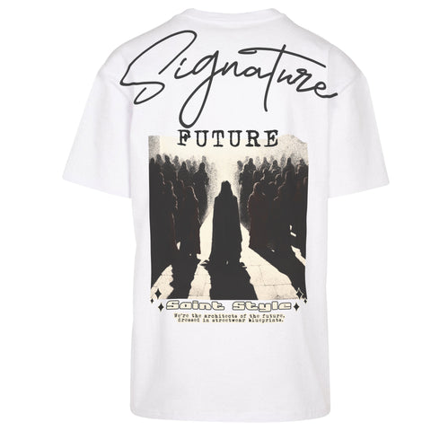 Tricou Oversize Unisex FUTURE SIGNATURE White