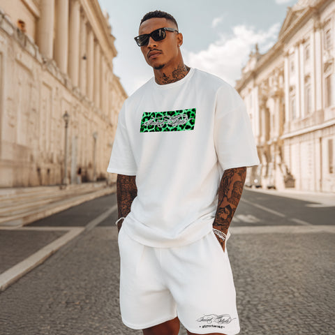 Compleu SCURT Oversize Premium LEOPARD SKIN WHITE