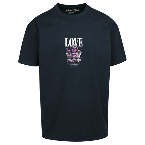 Tricou Oversize Unisex LOVE FEELING Black
