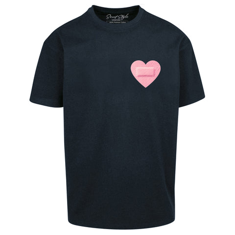 Tricou Oversize Women HEART PATCH Black