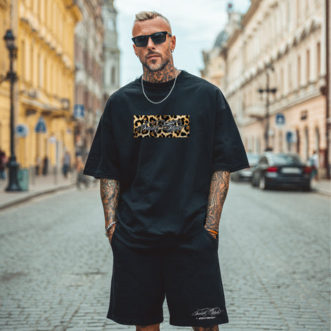 Compleu SCURT Oversize Premium LEOPARD SKIN BLACK