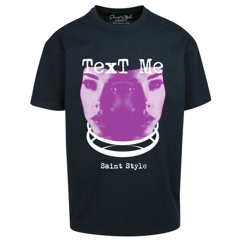 Tricou Oversize Unisex TEXT ME FACE Black