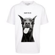 Tricou Oversize Women CUTE DOBERMAN White