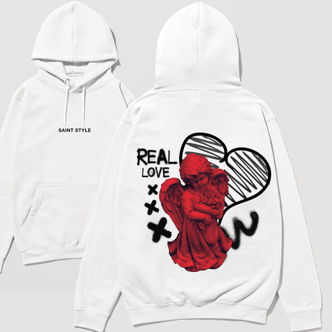 Hanorac UNISEX PREMIUM REAL LOVE White