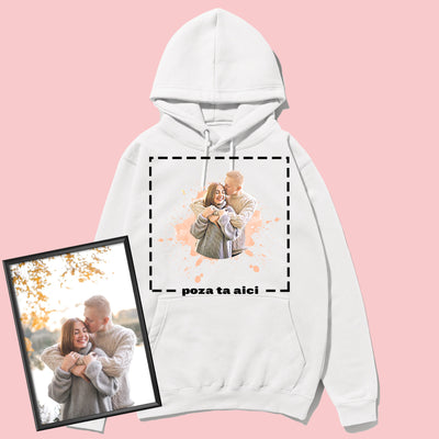 Hanorac Unisex Personalizat Portret Digital Alb