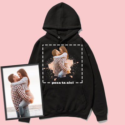 Hanorac Unisex Personalizat Portret Digital Negru